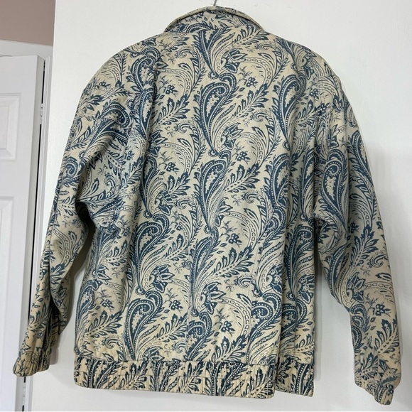 Vintage 80s LAVON Denim print paisley zip up jacket small Rare women’s - Picture 9 of 13